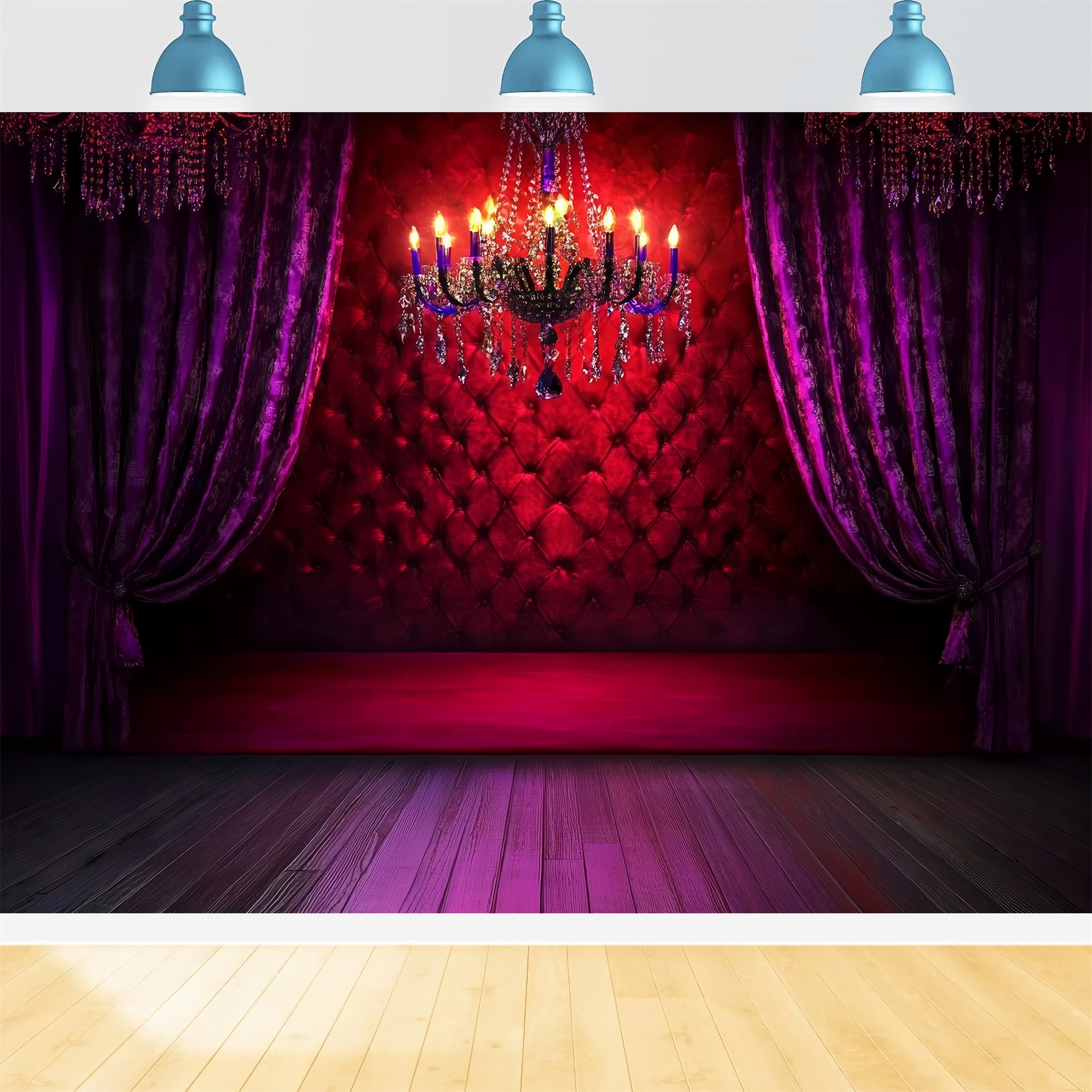 Boudoir Sexy Studio Hintergrund Crimson Velvet Chandelier Glow Boudoir Hintergründe CSH58-250