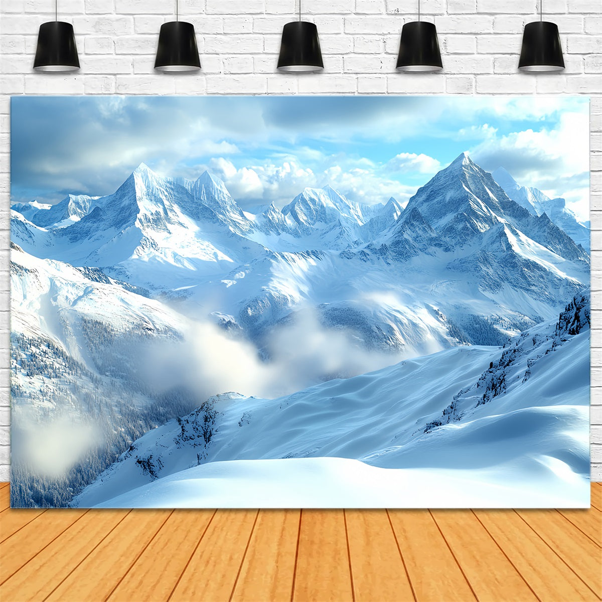Natur Backdrop Klarer Himmel Rolling Schneey Mountains Winter Fotografie Studiohintergrund CSH58-40