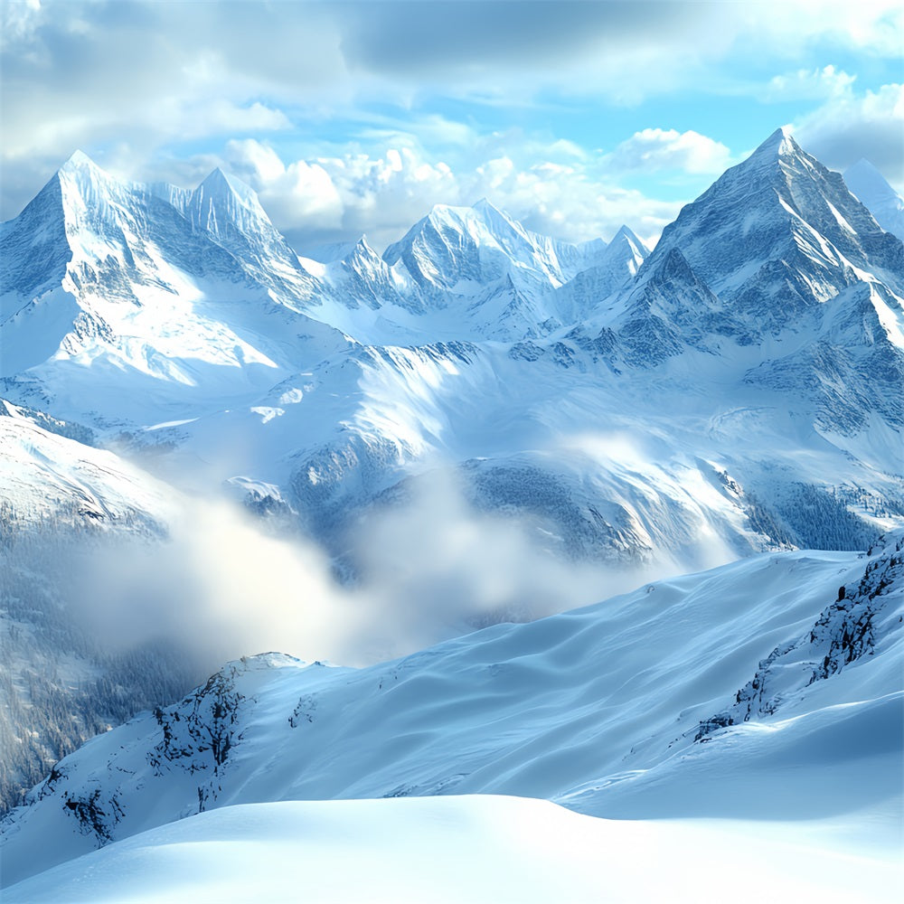 Natur Backdrop Klarer Himmel Rolling Schneey Mountains Winter Fotografie Studiohintergrund CSH58-40