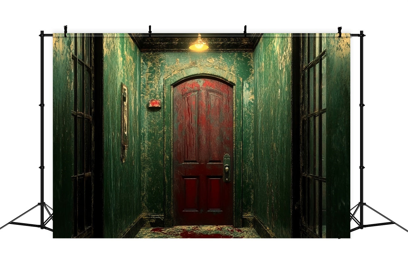 Spooky Backdrop Distressed Grün Blutige Tür Halloween Fotohintergrund CSH58-56