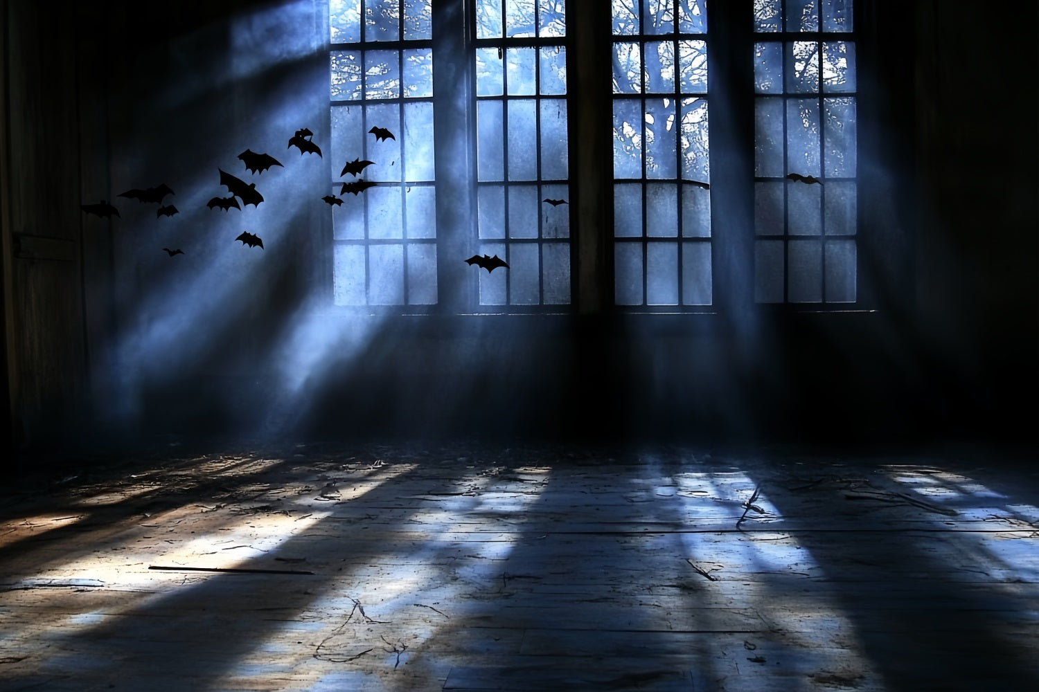 Spooky Backdrop Haunted Window Fledermausschatten Halloween Studio Hintergrund CSH58-58