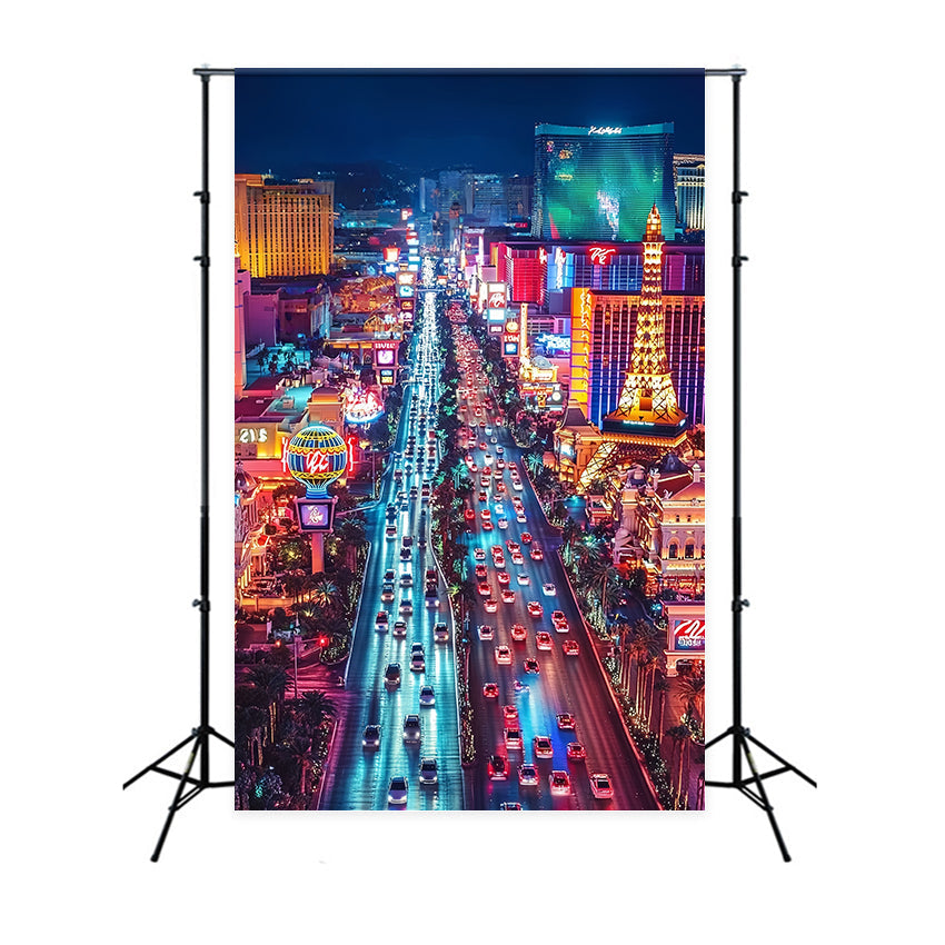 Las Vegas Backdrop Stadt der Nacht Overlook Traffic Vegas FotoFotohintergrund CSH58-6