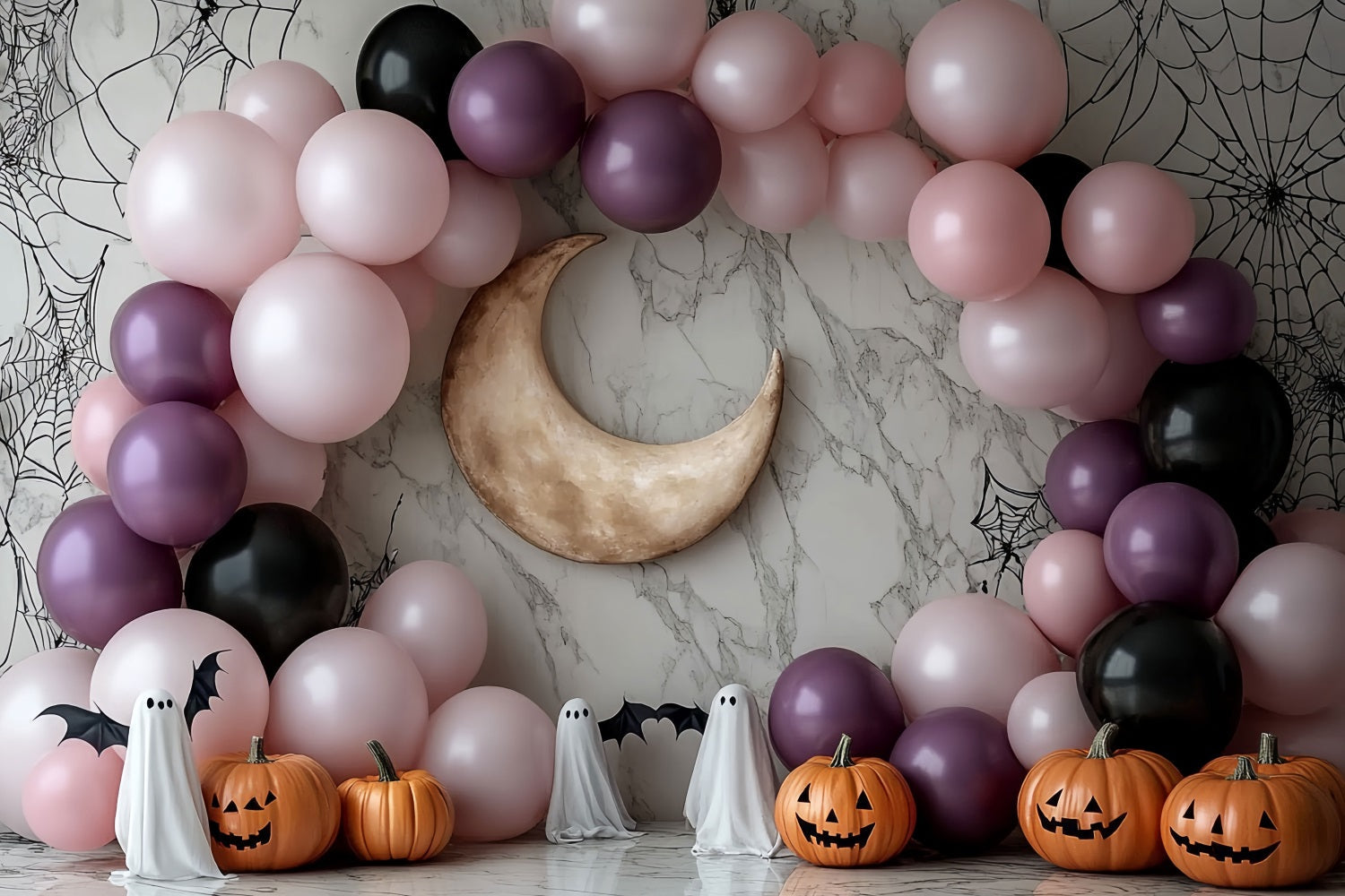 Mond-Fotohintergrund Rosa Ballon Mondbogen Halloween Foto-Fotohintergrund Ideen CSH58-67