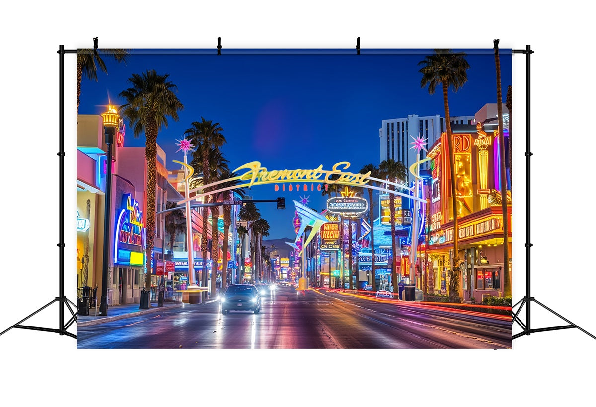 Las Vegas Backdrop Fremont East District Neon Street Las Vegas FotoFotohintergrund CSH58-7