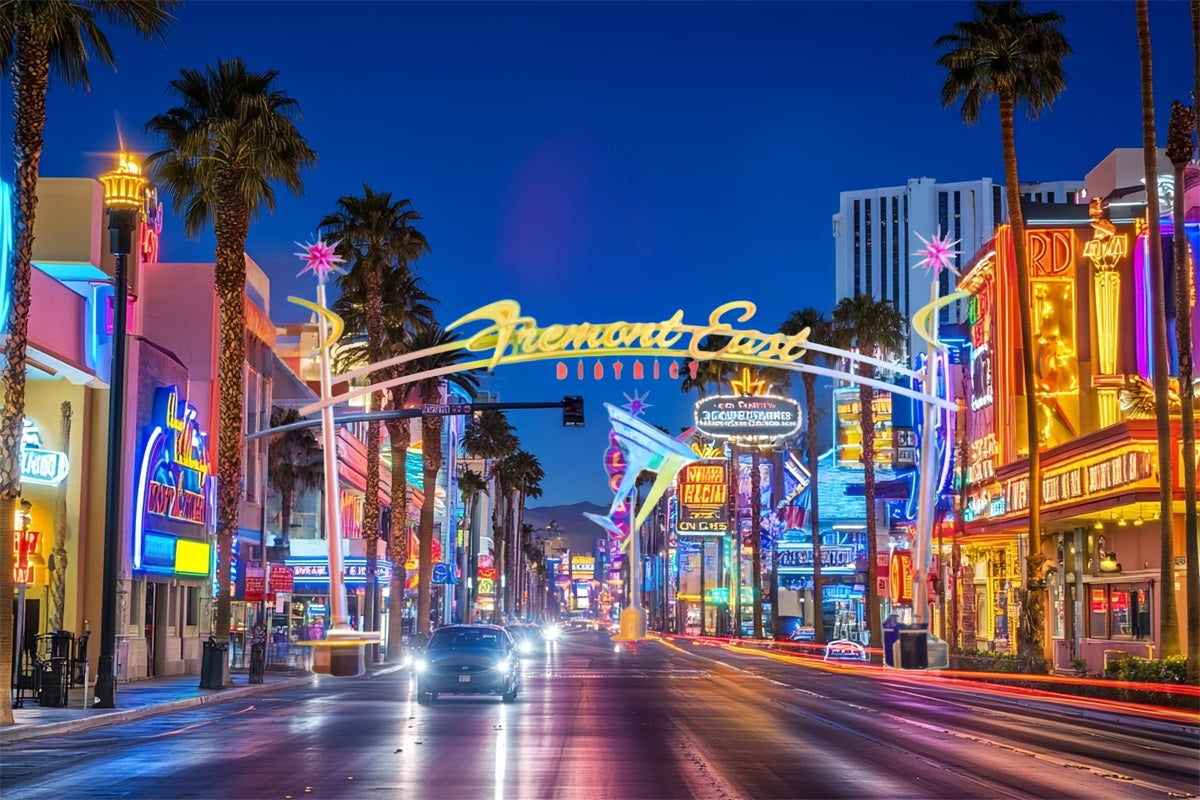 Las Vegas Backdrop Fremont East District Neon Street Las Vegas FotoFotohintergrund CSH58-7