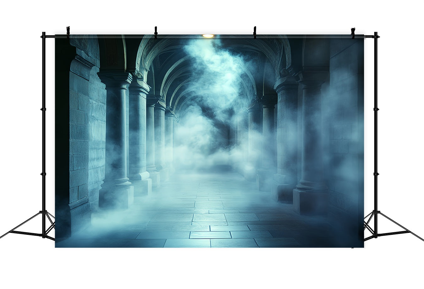 Dunkle Kulisse Nebliger gotischer Steinkorridor Halloween Kulisse CSH58-74