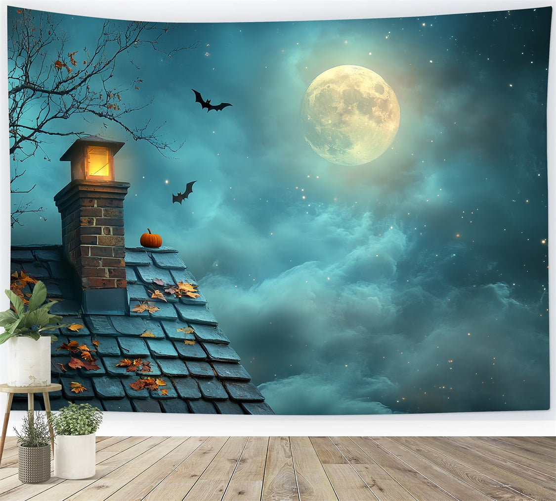 Nachthimmel Backdrop Kürbis Dach Sternenhimmel Mond Halloween Studio Hintergrund CSH58-82