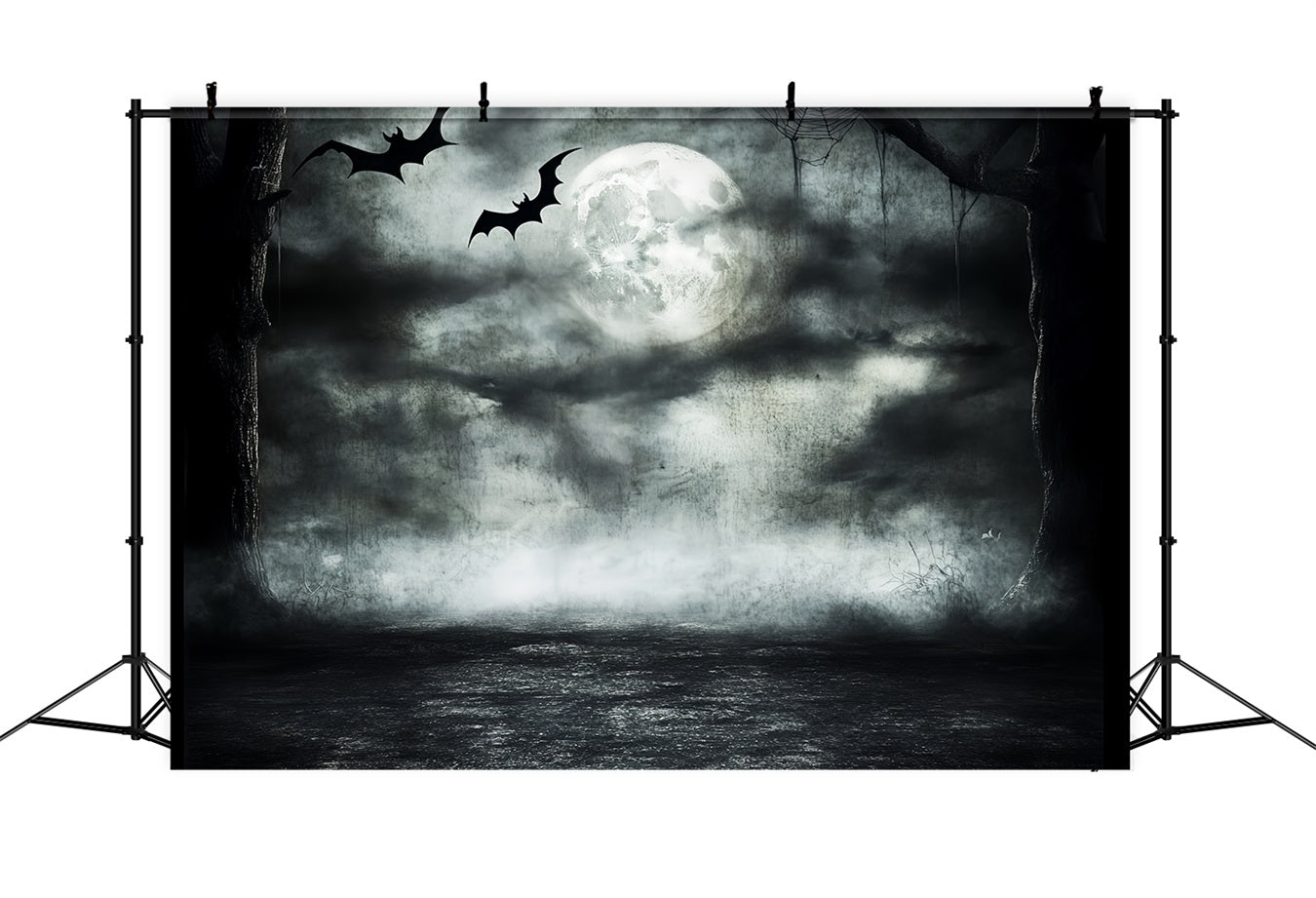 Nachthimmel-Fotohintergrund mondbeschienene Fledermäuse Gespensterwald Halloween-Fotohintergrund CSH58-85