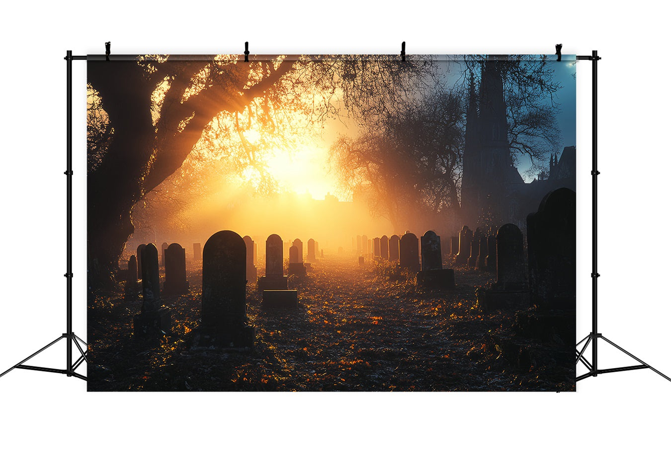 Friedhof Backdrop Friedhof Golden Sunset Mist Halloween Studio Hintergrund CSH58-92