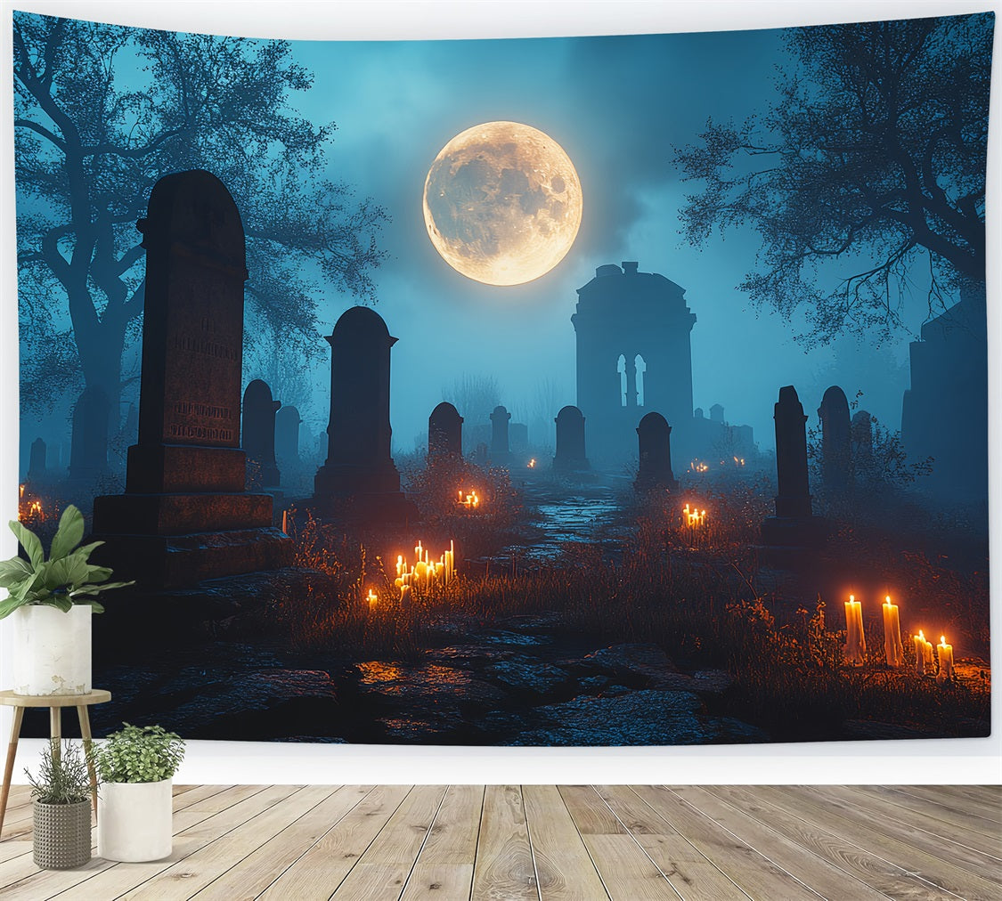 Friedhof Backdrop Friedhof Vollmond Glühen Halloween Backdrop Ideen CSH58-93