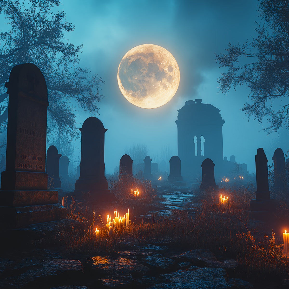 Friedhof Backdrop Friedhof Vollmond Glühen Halloween Backdrop Ideen CSH58-93