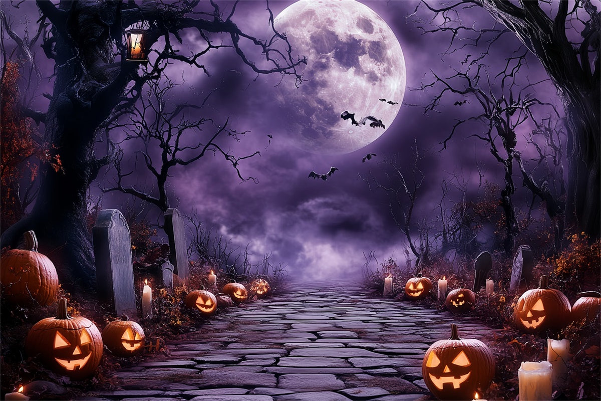 Halloween Mond Backdrop Mitternachtsglühen Grabstein Backdrop CSH6-102