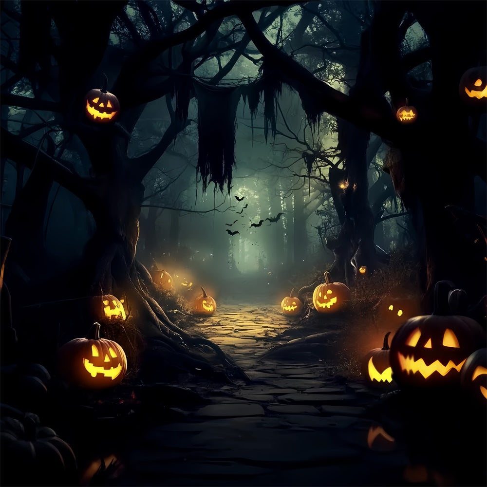 Gespenstische Waldkulisse Gespenstische Kürbisstraße Halloween Kulisse CSH6-109