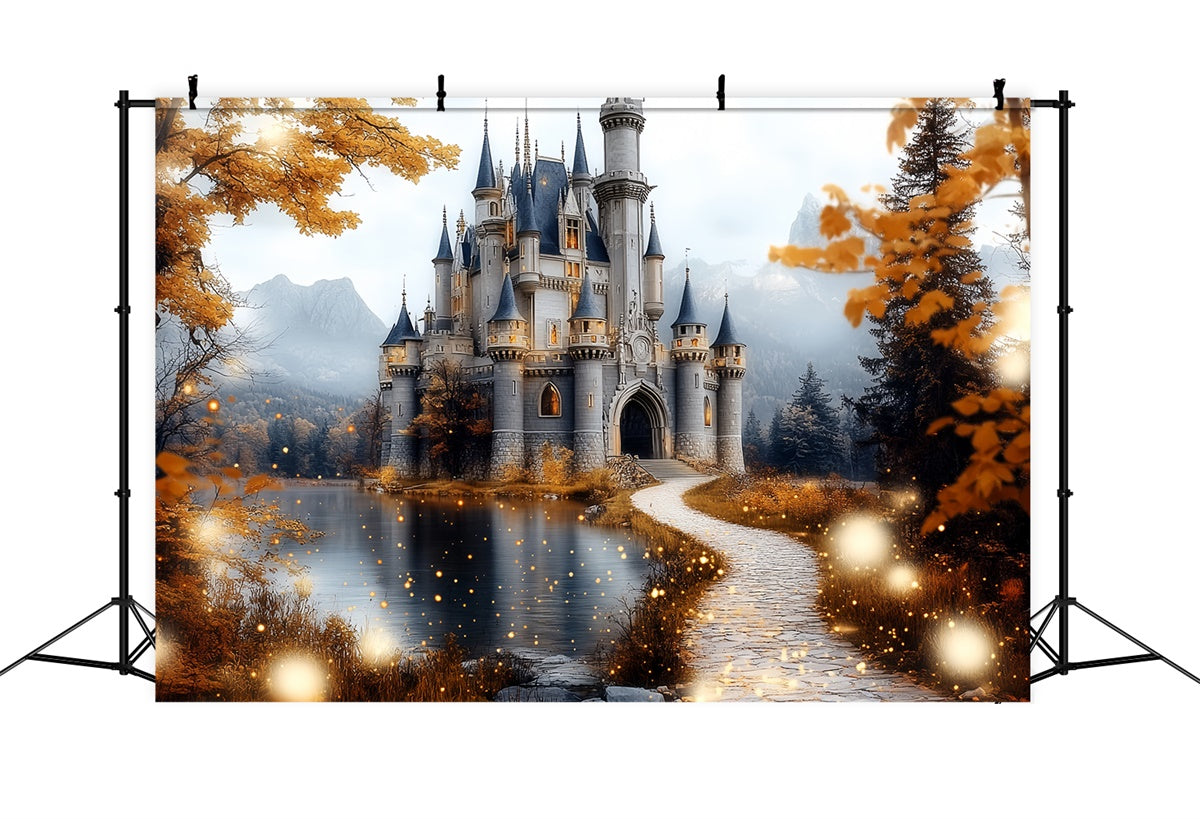 Herbst Fotografie Backdrops Golden Leaves Castle Backdrop CSH6-210