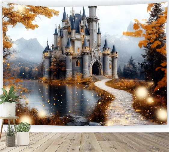 Herbst Fotografie Backdrops Golden Leaves Castle Backdrop CSH6-210