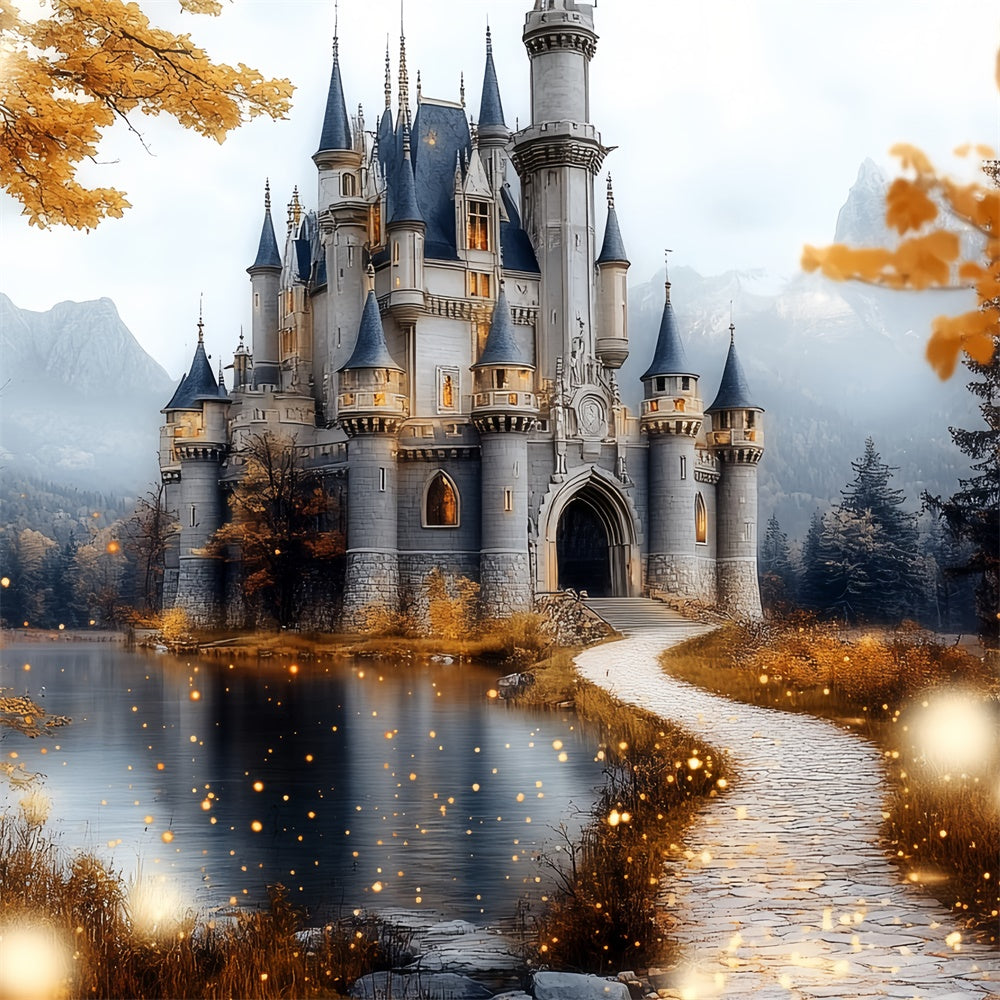 Herbst Fotografie Backdrops Golden Leaves Castle Backdrop CSH6-210