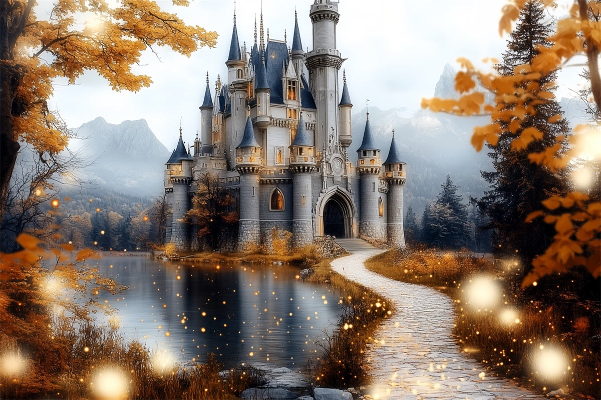 Herbst Fotografie Backdrops Golden Leaves Castle Backdrop CSH6-210