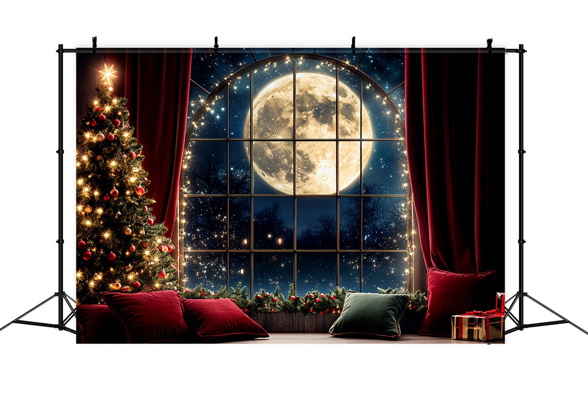Weihnachten Backdrops Verkauf Roter Vorhang Vollmond Backdrop CSH6-250