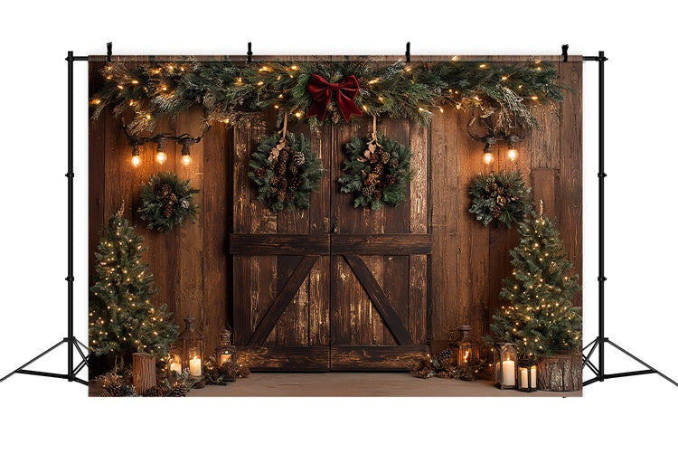 Weihnachten Fotohintergrund Tannenzapfen Girlande Rustikale Kulisse CSH6-253