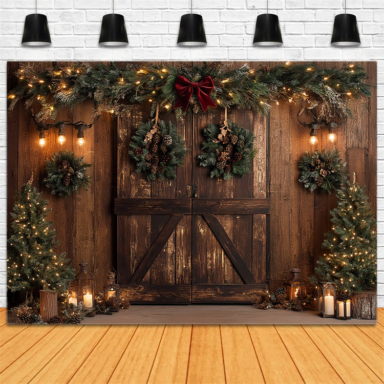 Weihnachten Fotohintergrund Tannenzapfen Girlande Rustikale Kulisse CSH6-253
