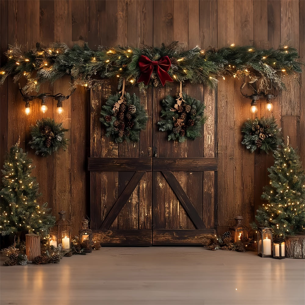 Weihnachten Fotohintergrund Tannenzapfen Girlande Rustikale Kulisse CSH6-253