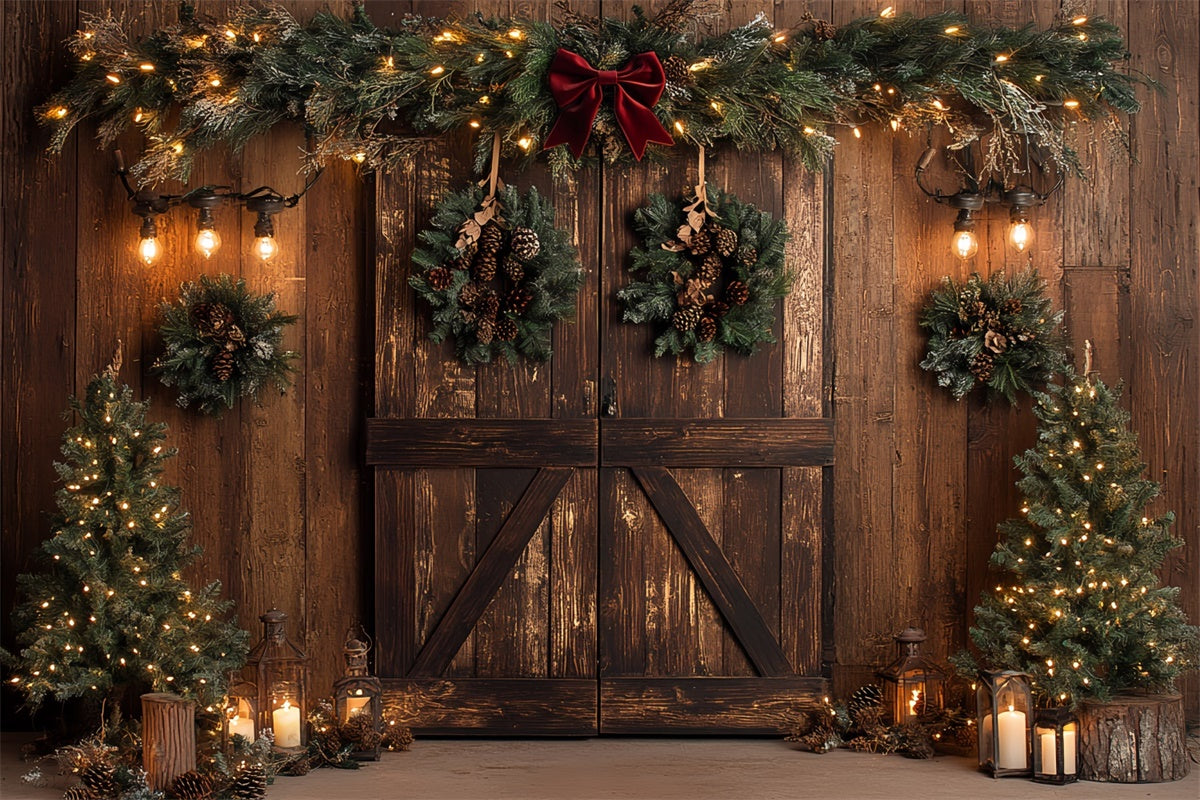 Weihnachten Fotohintergrund Tannenzapfen Girlande Rustikale Kulisse CSH6-253