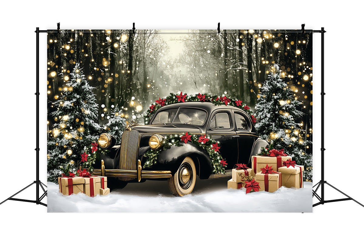 Weihnachten Fotokulissen Vintage Auto Wald Hintergrund CSH6-256