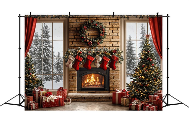 Weihnachten Kamin Backdrop Warm Herd Winter Backdrop CSH6-257