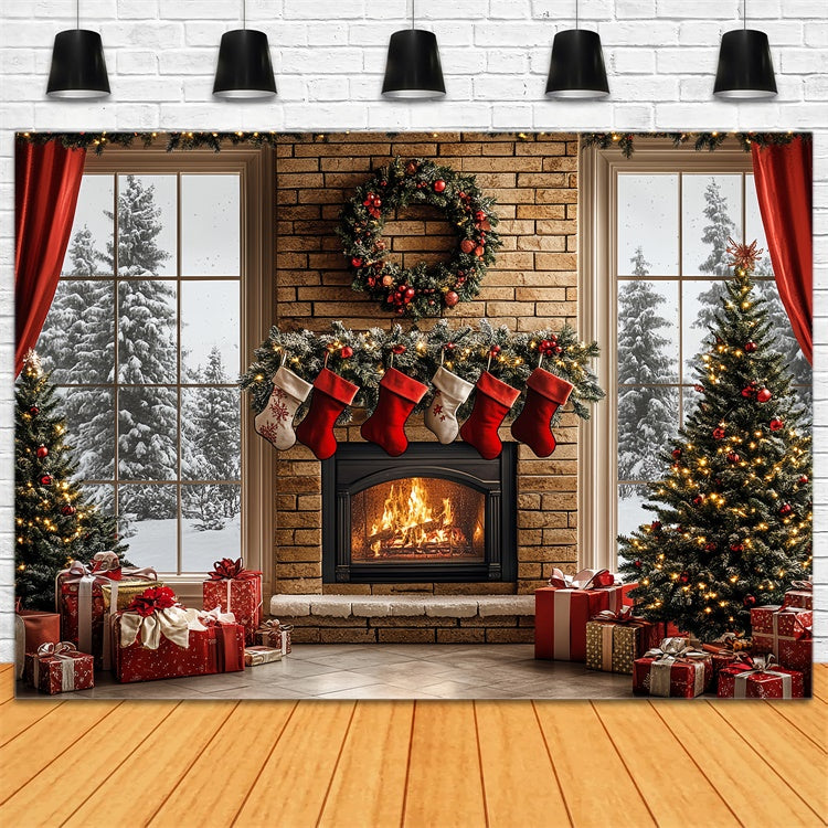Weihnachten Kamin Backdrop Warm Herd Winter Backdrop CSH6-257