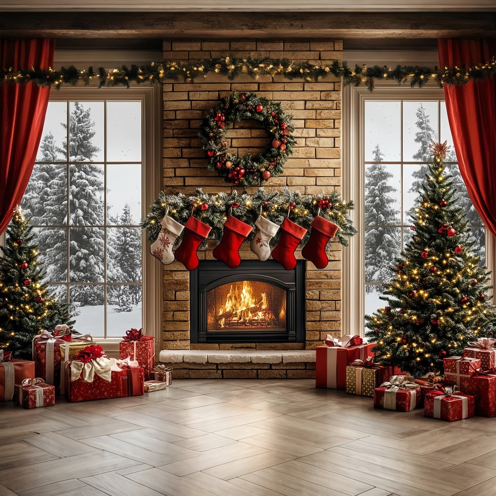 Weihnachten Kamin Backdrop Warm Herd Winter Backdrop CSH6-257