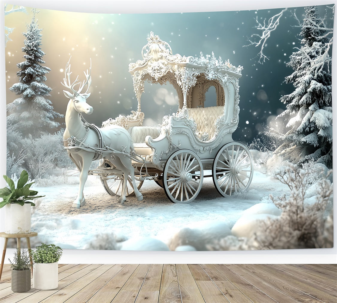 Weihnachten Backdrops Enchanted Winter Carriage Backdrop CSH6-285
