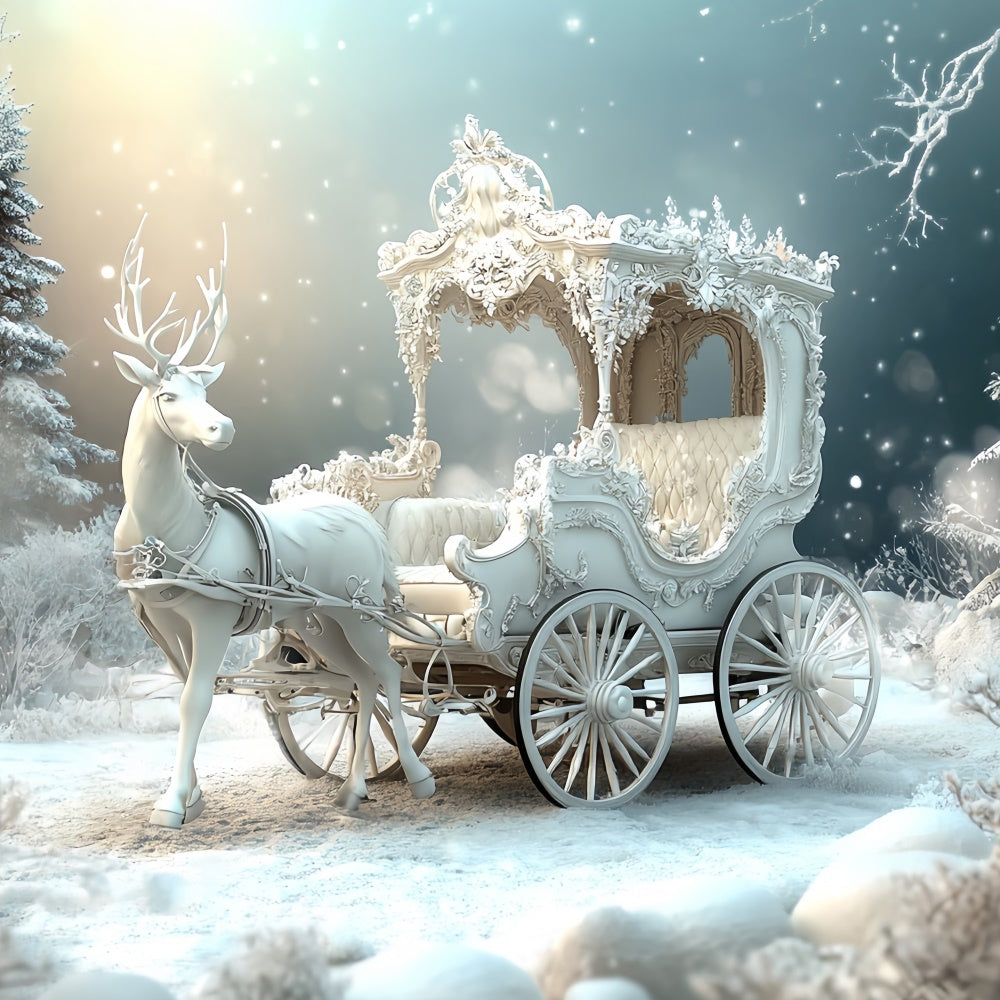 Weihnachten Backdrops Enchanted Winter Carriage Backdrop CSH6-285