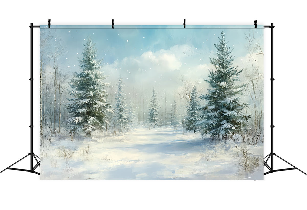 Weihnachten Backdrops Verkauf Tranquil Winter Forest Backdrop CSH6-286
