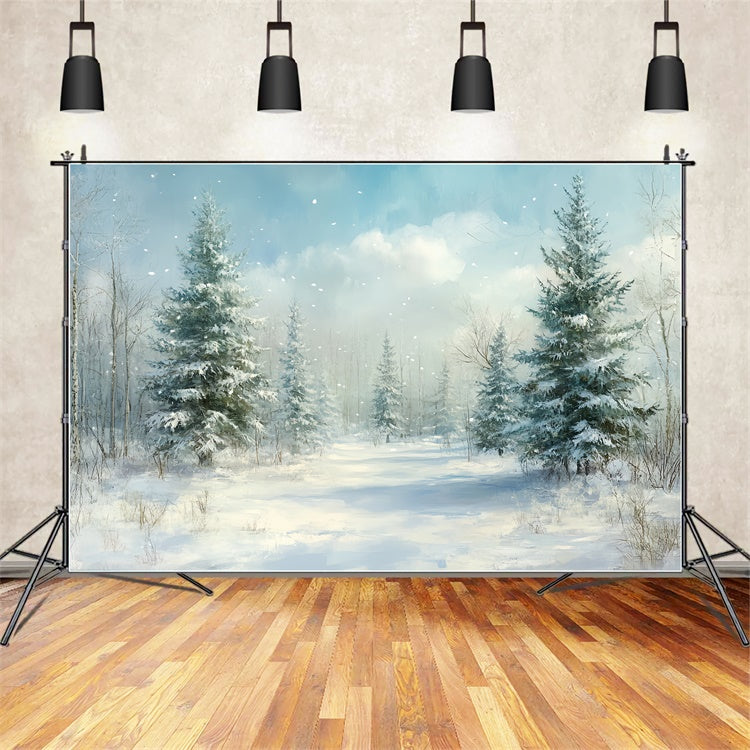 Weihnachten Backdrops Verkauf Tranquil Winter Forest Backdrop CSH6-286