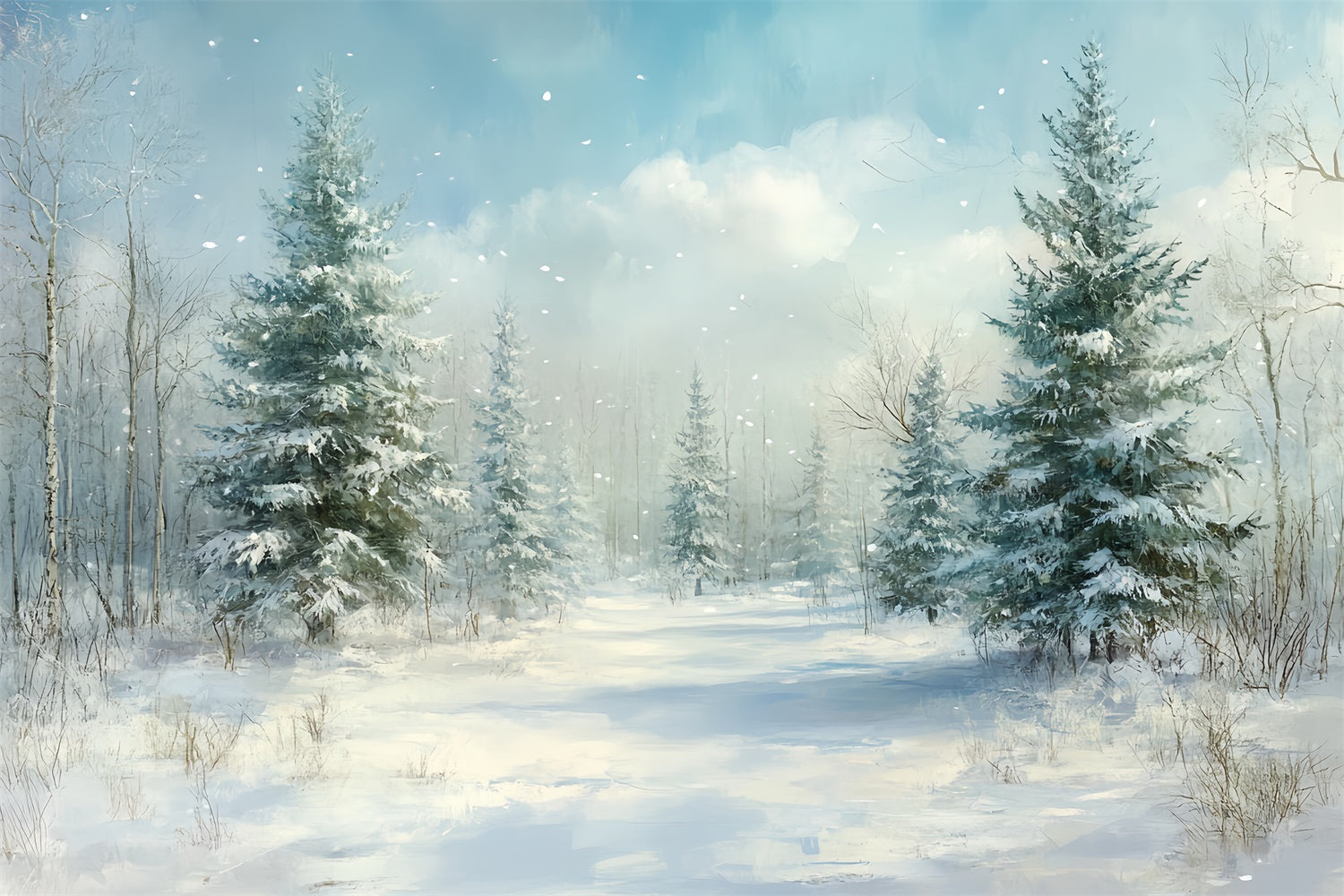 Weihnachten Backdrops Verkauf Tranquil Winter Forest Backdrop CSH6-286