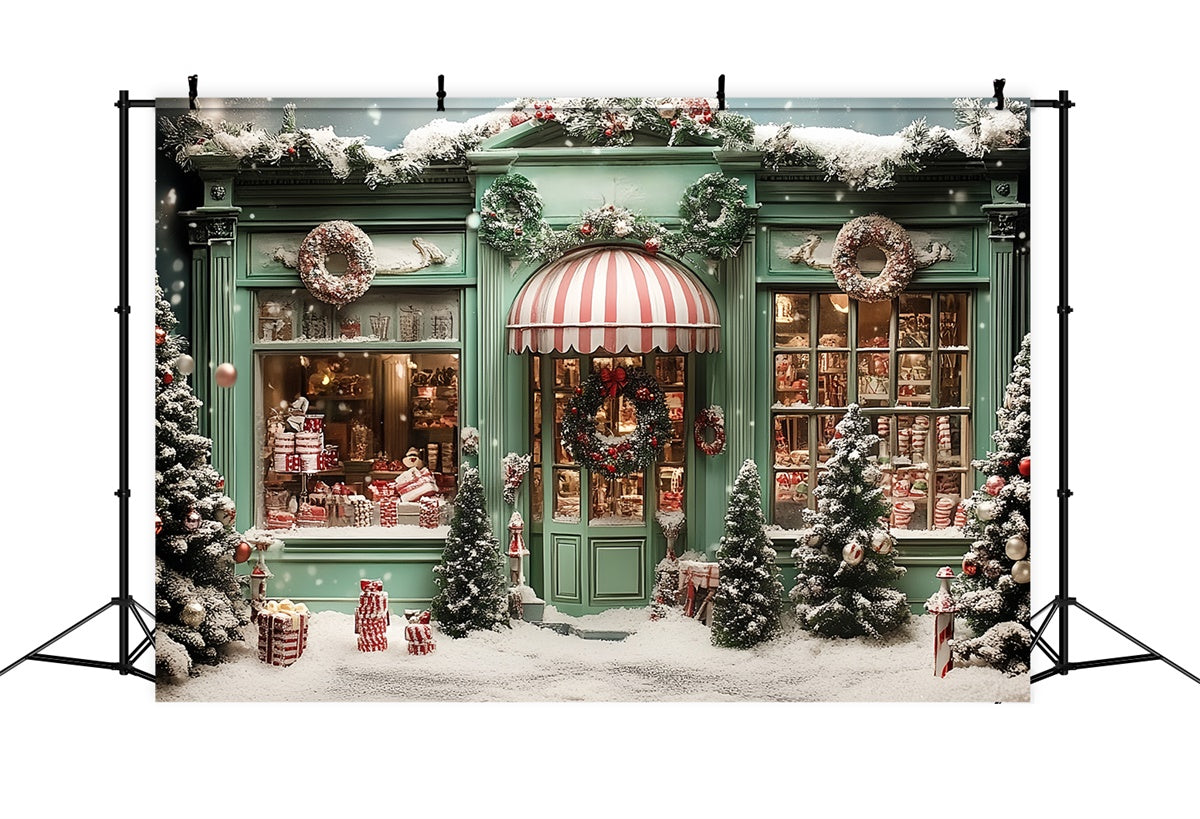 Weihnachten Fotografie Backdrops Grün Holiday Shop Backdrop CSH6-289