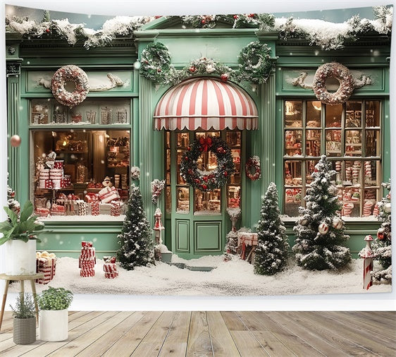 Weihnachten Fotografie Backdrops Grün Holiday Shop Backdrop CSH6-289