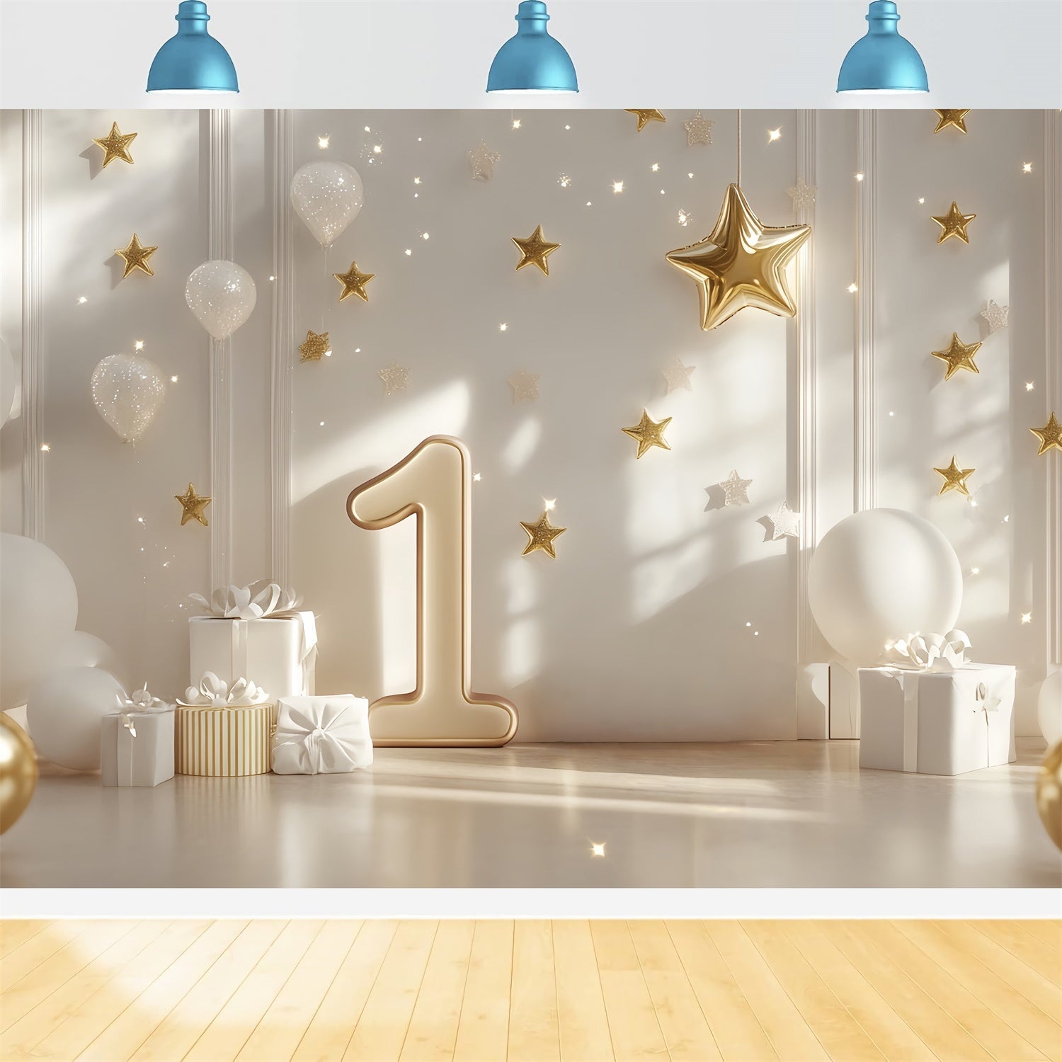 1. Geburtstag Backdrop Twinkle Gold Star Luxe Backdrop CSH6-326