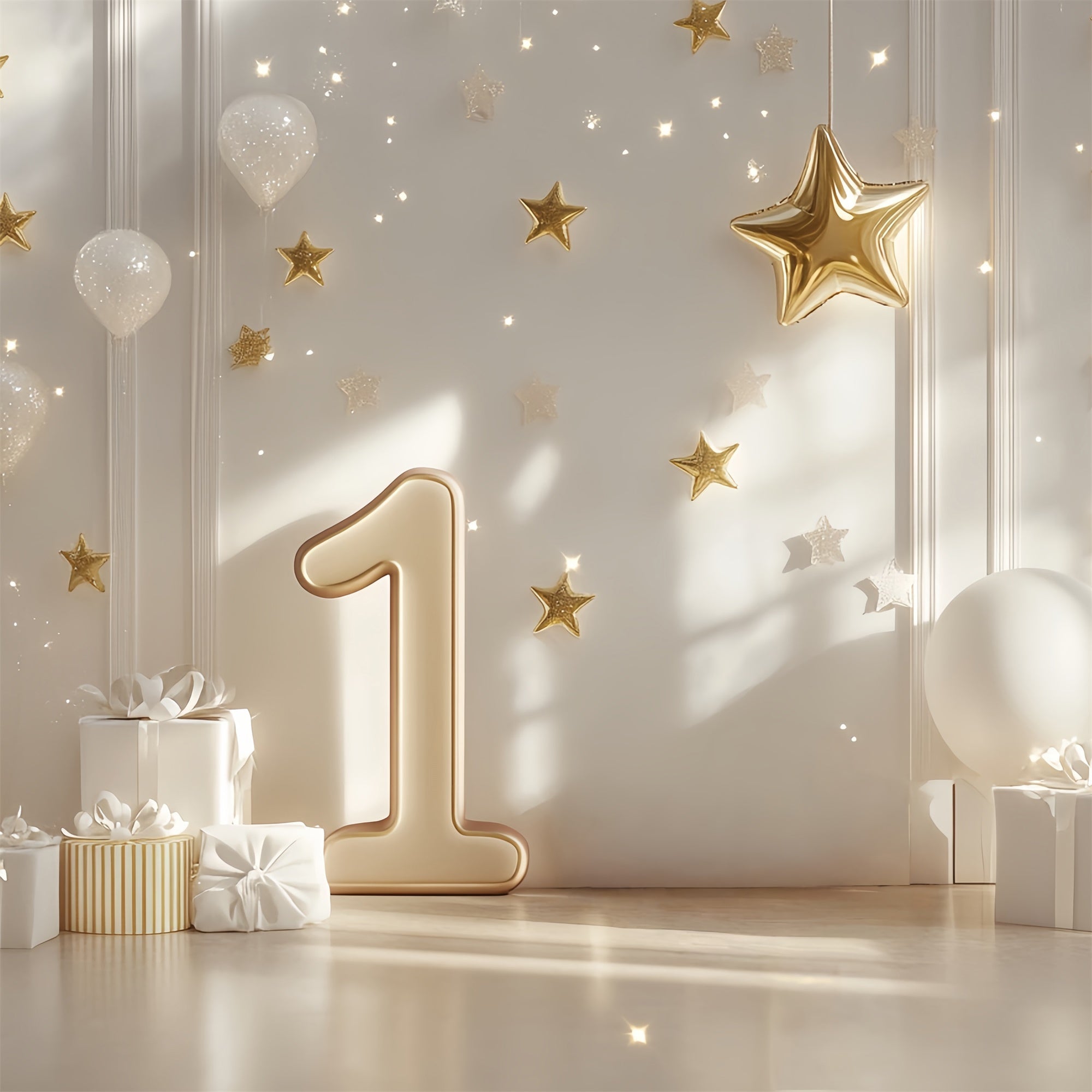 1. Geburtstag Backdrop Twinkle Gold Star Luxe Backdrop CSH6-326