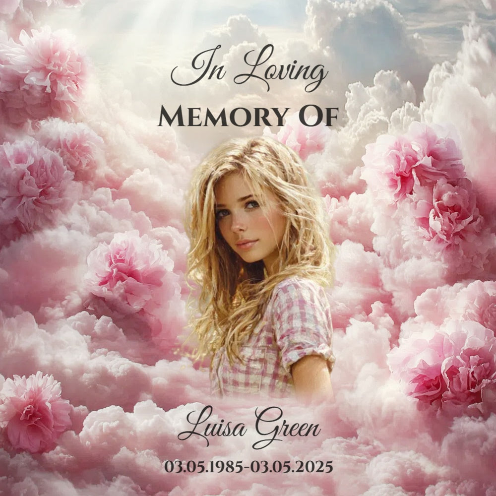 Gedenk-Hintergrund Rosa Pfingstrose Erinnerung Wolken Customized Hintergrund CSH6-341