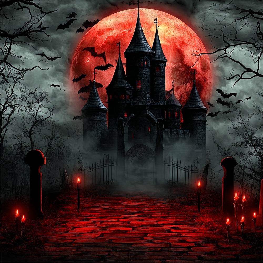 Halloween Moon Backdrop Blutmond Haunted Castle Backdrop CSH6-66