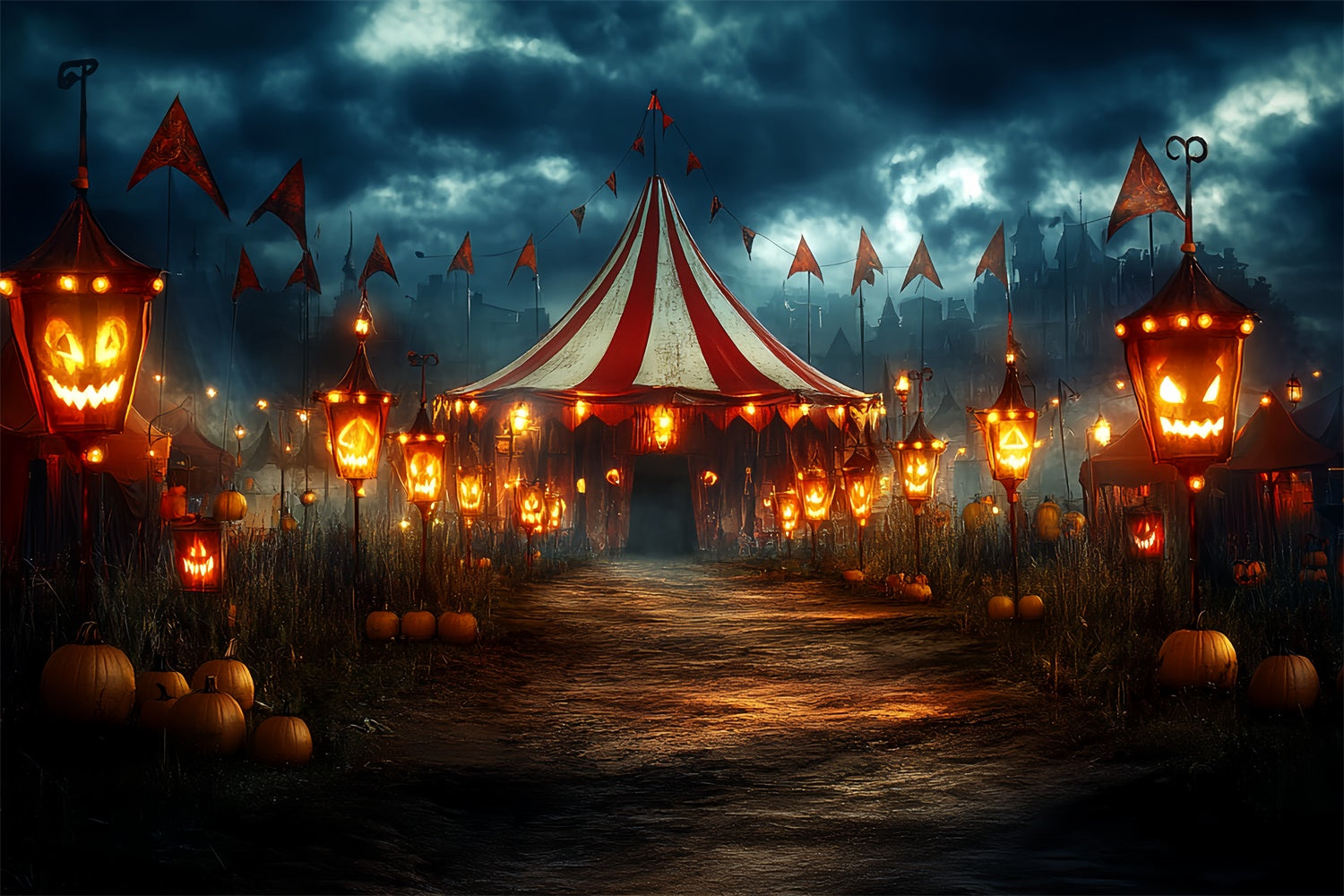 Halloween Fotohintergrund Gespenstische Zirkuslaterne Hintergrund CSH6-70