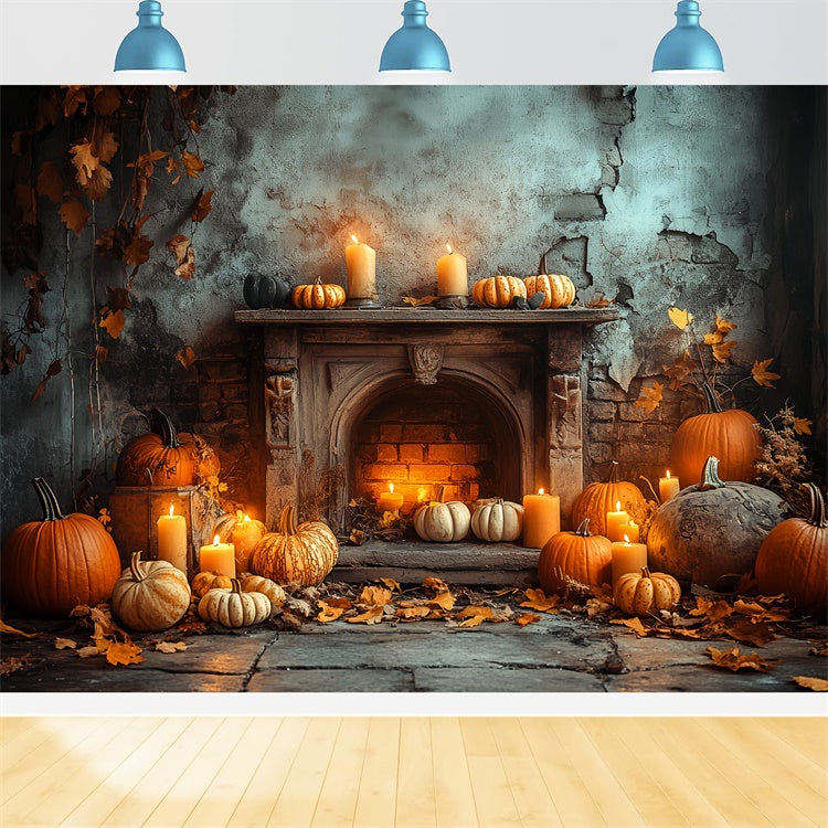 Halloween Fotohintergrund Geisterhafte Ernte Kaminhintergrund CSH6-73