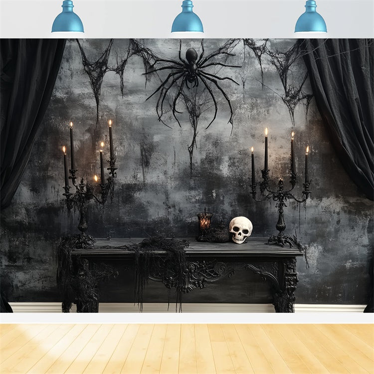 Gruselige Halloween Kulisse Totenkopf Spinne Mitternachtsaltar Kulisse CSH6-77