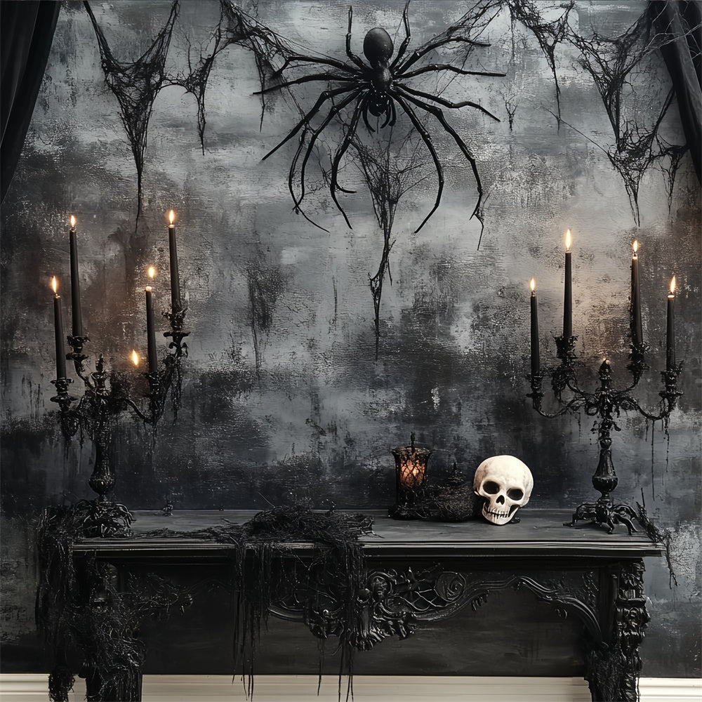 Gruselige Halloween Kulisse Totenkopf Spinne Mitternachtsaltar Kulisse CSH6-77