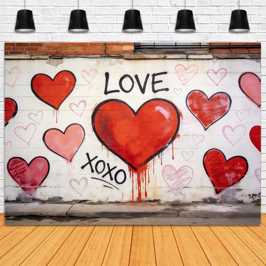 Graffiti-Wand-Valentinstag-Hintergrund Urban Love Herz Valentinstag-Fotohintergrund CSH61-105