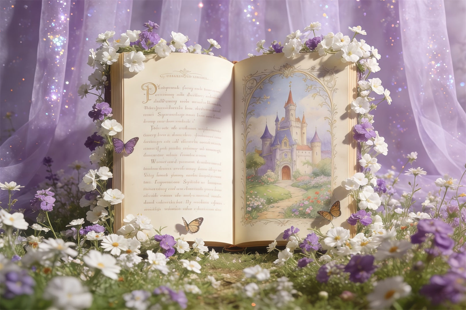 Ideen für Wildblumen-Kulissen Verzauberter Märchengarten Pastellfarbene Blumenkulisse CSH61-129