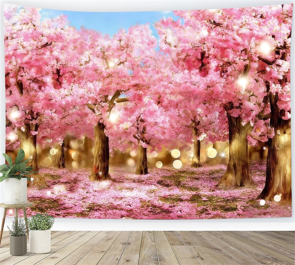 Kirschblüten-Hintergrund Ideen Funkelnde rosa Blüten Wald Blumenhintergrund Fotografie CSH61-136