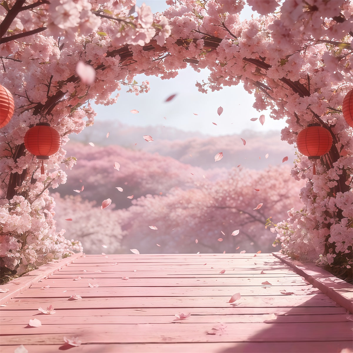 Kirschblüten-Hintergrund Ideen Rosa Blumen Laternenbogen Blumenhintergrund Fotografie CSH61-137