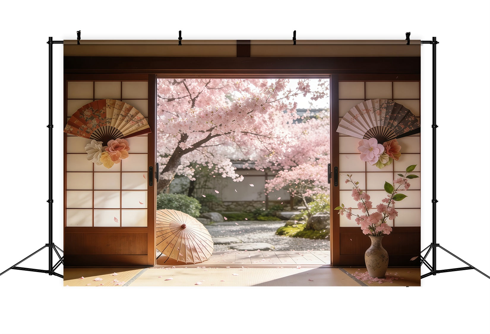 Hintergrund Kirschblüten Sakura Innenhof Schiebetüren Blumenbildhintergrund CSH61-142